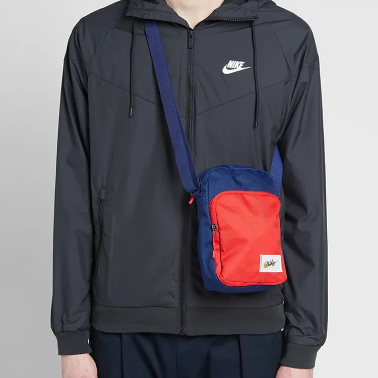 Nike Heritage Polyester Shoulder Bag, Crossbody Bag Regular Unisex Dark Blue/Red-2