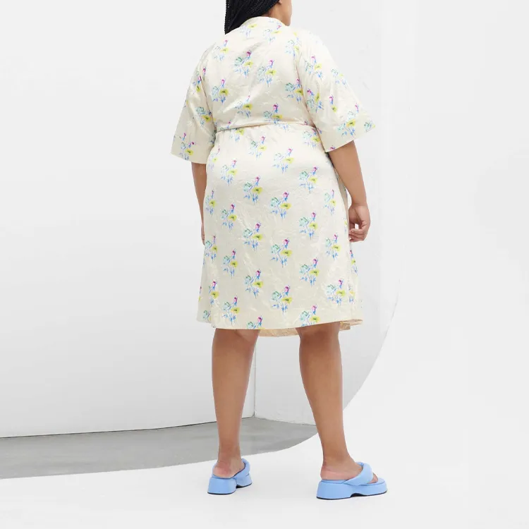 GANNI Short Sleeved Dresses Women's Ecru-5