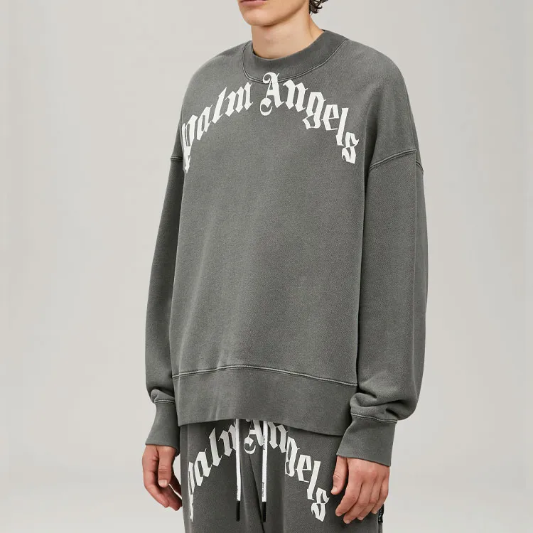 PALM ANGELS Gd Curved Logo Crewneck Sweater-4