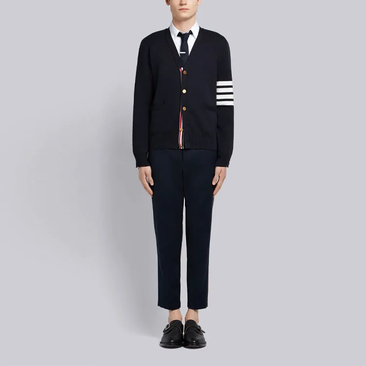 THOM BROWNE 4 Bar V Neck Cardigan-2