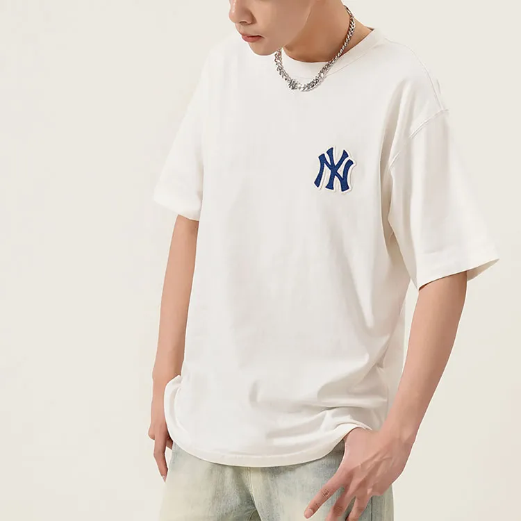 MLB Old Flower T Shirts Unisex Milk White-6