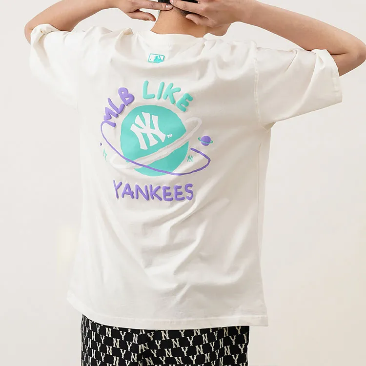 MLB Drop Shoulder Sleeve T-Shirt Unisex Cream-5