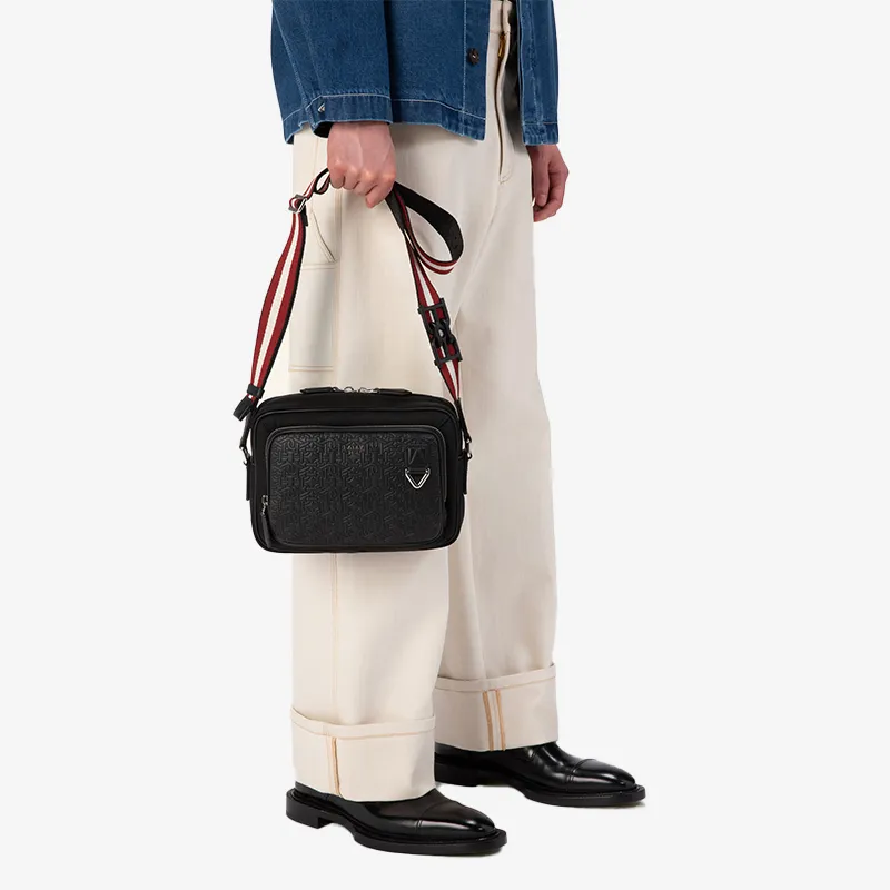 BALLY CADRAN Textile Cow Leather Briefcases Shoulder Bag Crossbody Bag Men's Black-3