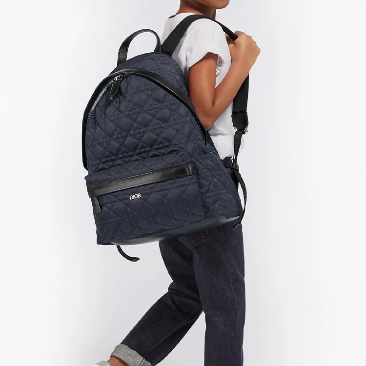 DIOR Canvas Technical Fabric Large Capacity Backpack Men's Marine Blue-5