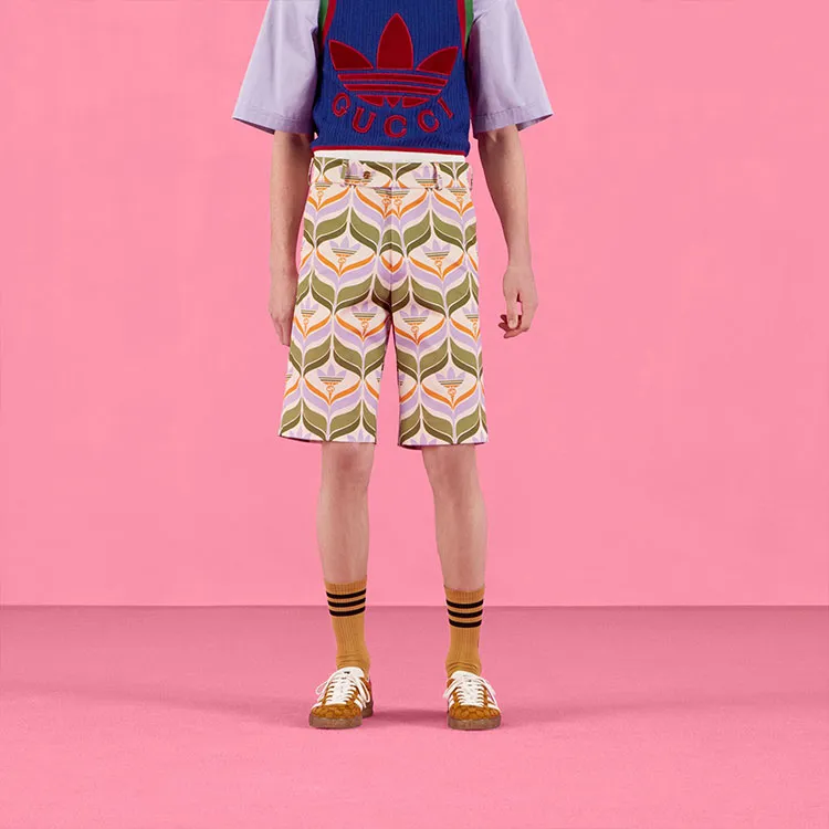 GUCCI X Adidas Trefoil Print Shorts-4
