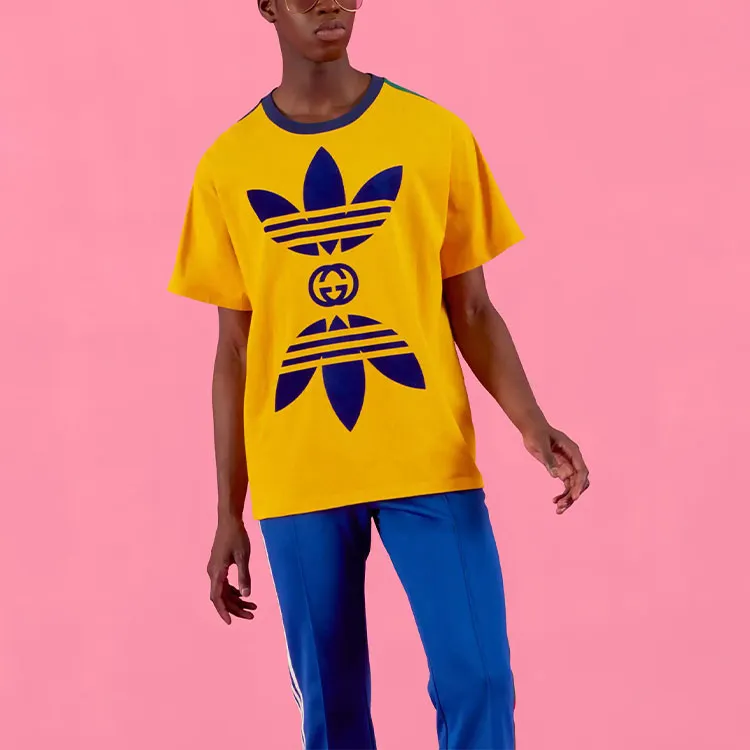 GUCCI X Adidas Originals SS22 Cotton Jersey T-Shirt Yellow-4