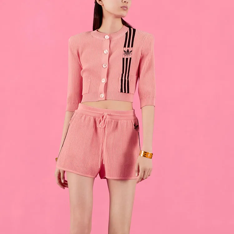GUCCI X Adidas Cropped Cardigan Pink-2