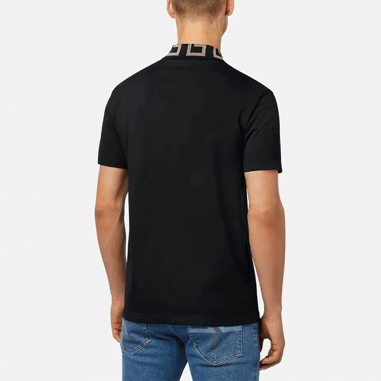 VERSACE Greca collar Cotton Polo Shirt-2
