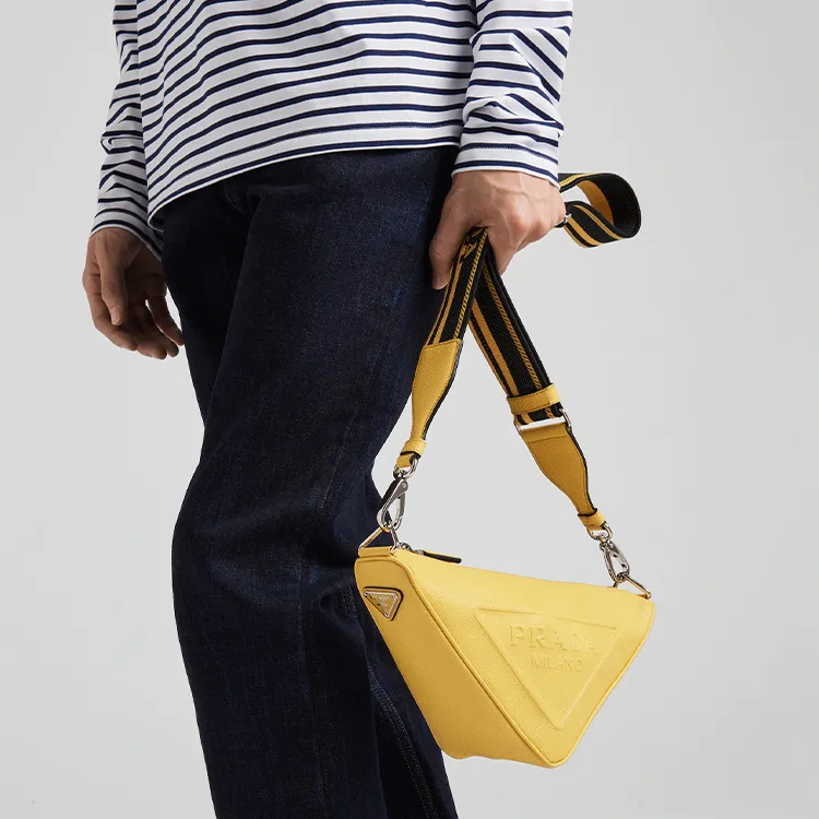 PRADA Saffiano Triangle Bag Sunny Yellow-3