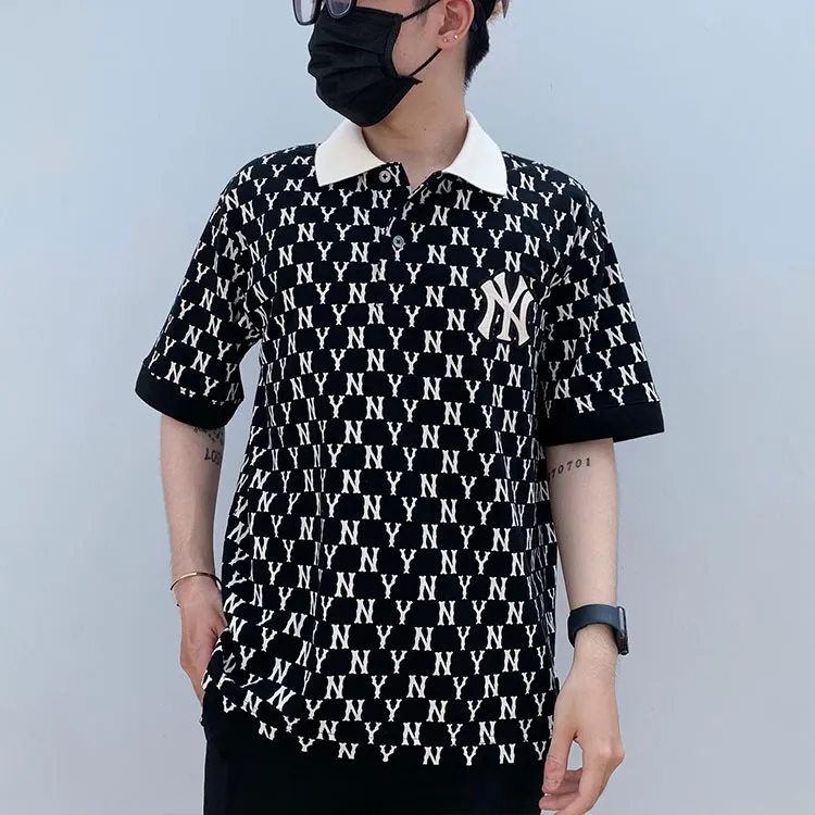 MLB Base Logo Polo Shirts Men Black-2