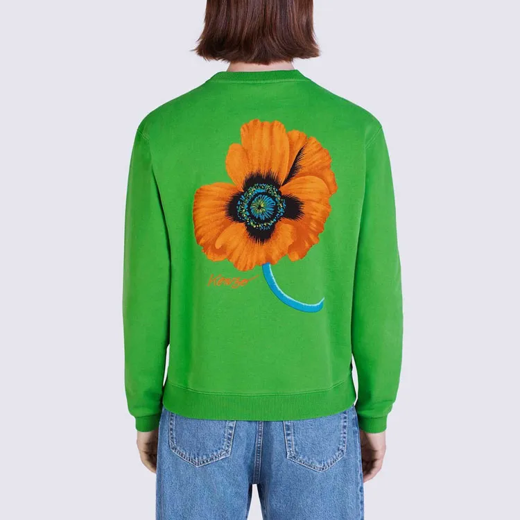 KENZO Poppy Flower Series Sweatshirts Men Green-5