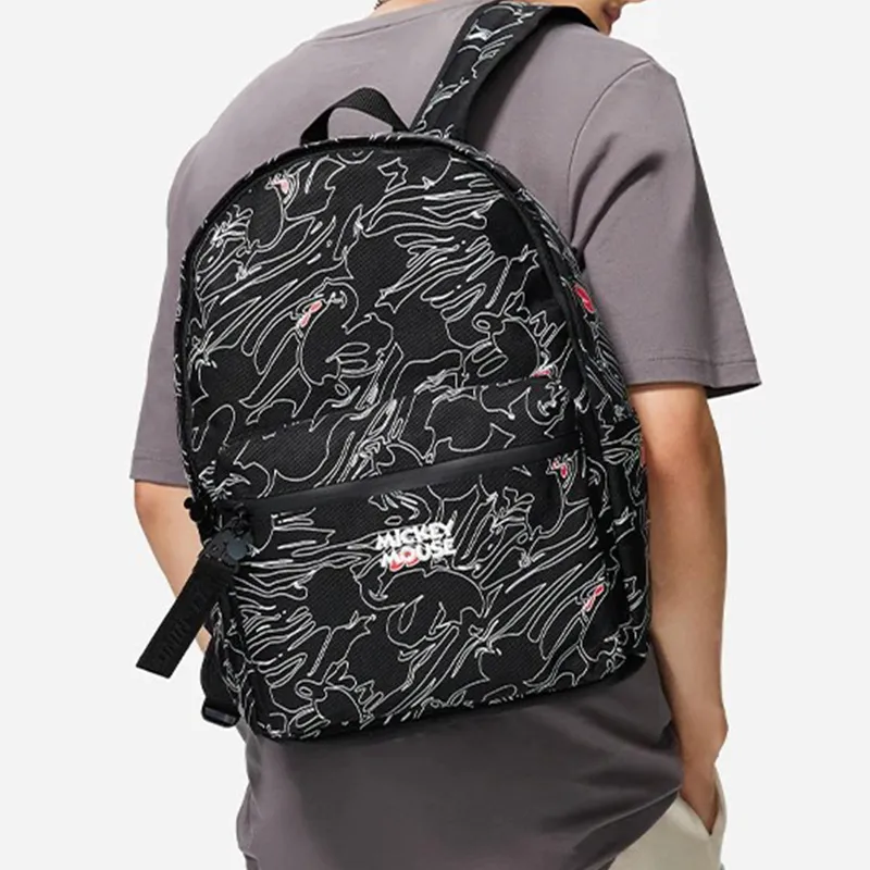 LiNing Disney Collaboration Fabric Backpack Regular Black And White All Over Print-4