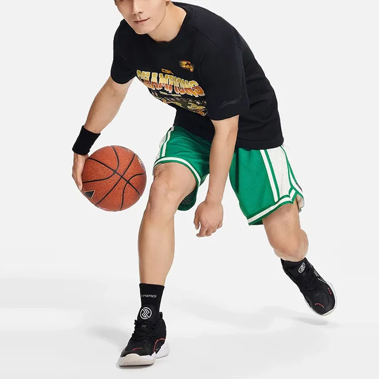 LiNing CBA Collection Basketball Collection T Shirt Men's Black-2