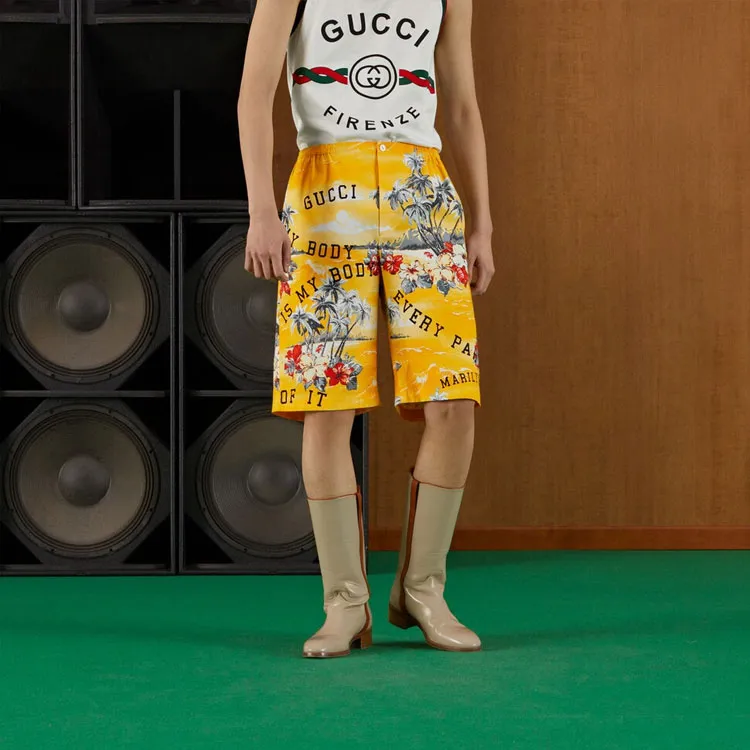 GUCCI Hawaiian Print Bermuda Shorts-4