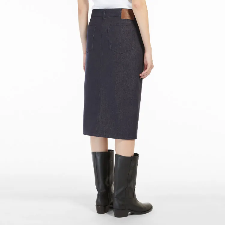 MaxMara Denim Long Skirt Women's Blue-3