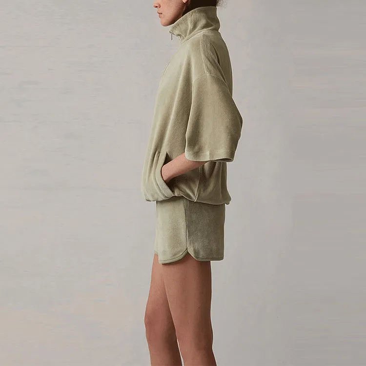 Fear Of God Essentials Logo Patch Velour Shorts-5