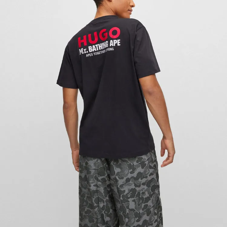 Bape Black X HUGO BOSS T Shirts Men Black-3