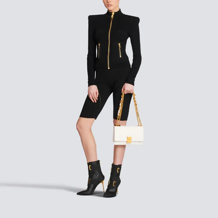 BALMAIN High Waist Stretched Shorts-1