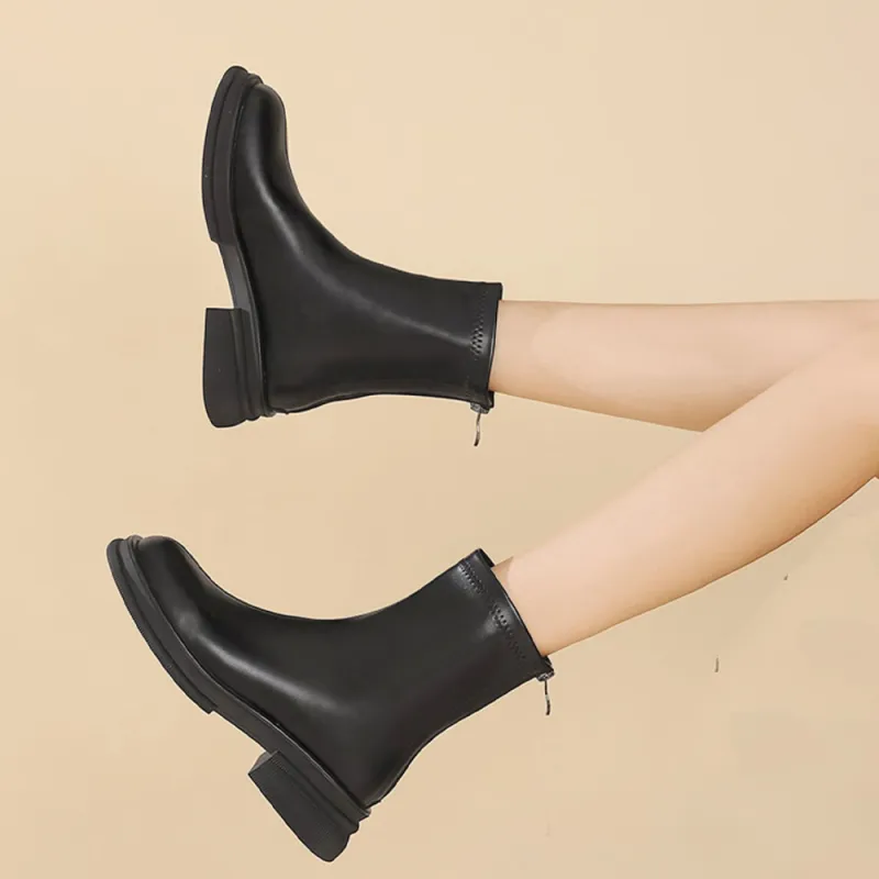 DAPHNE Ankle Boots Women's Black/Milk Tea-4