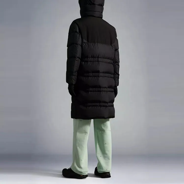 Moncler FW22 Hooded Loose Fit Moderate Mid Length Down Jacket Men's Black-2