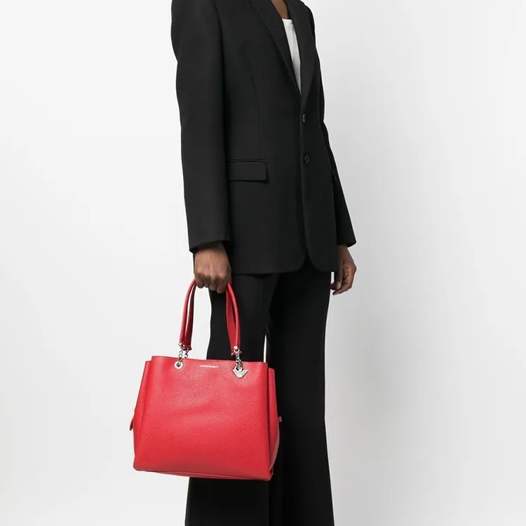 EMPORIO ARMANI Polyurethane Tote Bag, Shopping Bag, Shoulder Bag, Crossbody Bag, Handbag Women's Red-5