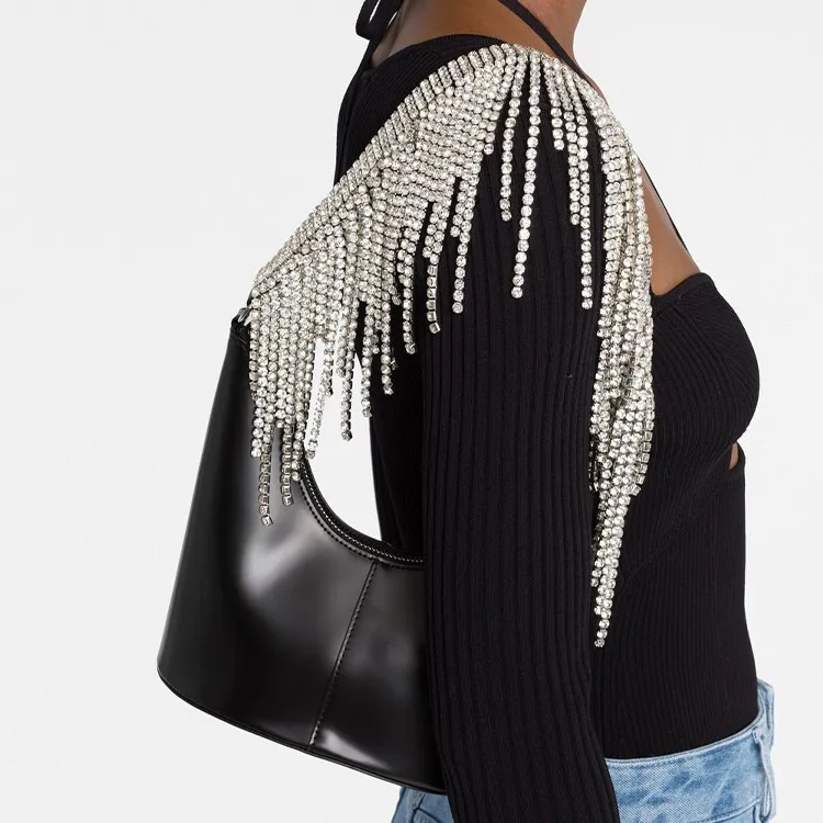 KARA Embellished Zip Up Shoulder Bag-2