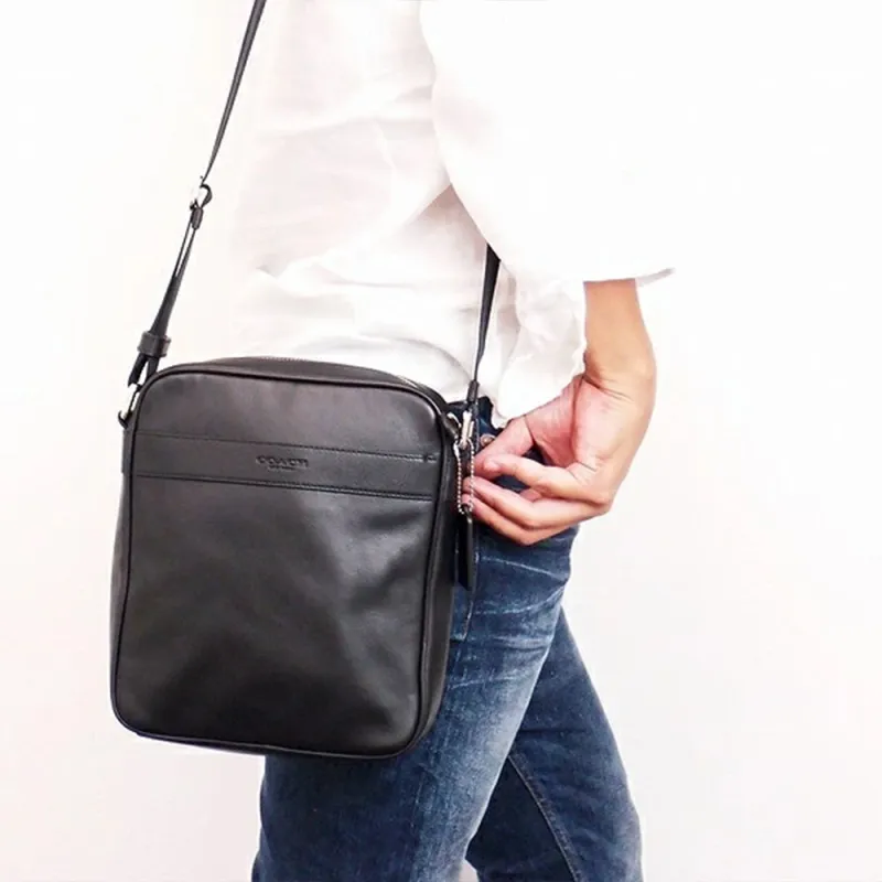 COACH Leather Shoulder Bag, Crossbody Bag Trumpets Men's Black-5