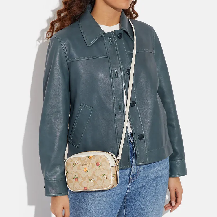 COACH Jamie Coated Canvas With Leather Camera Bag Shoulder Bag Crossbody Bag Mini Women's Light Khaki-3