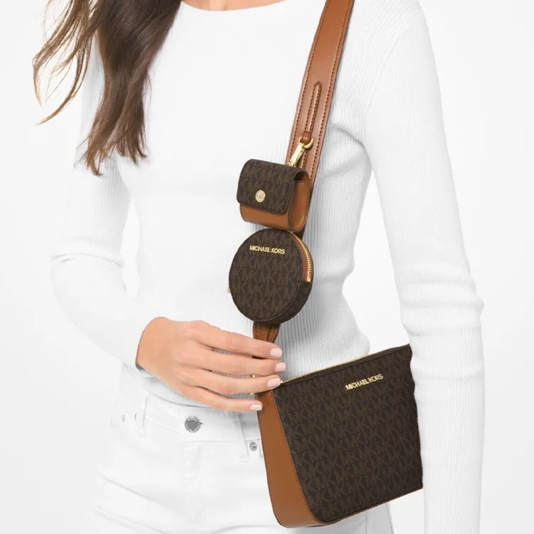 MICHAEL KORS Coated Canvas With Leather 3-in-1 Shoulder Bag Crossbody Bag Small Size Women's Brown-5