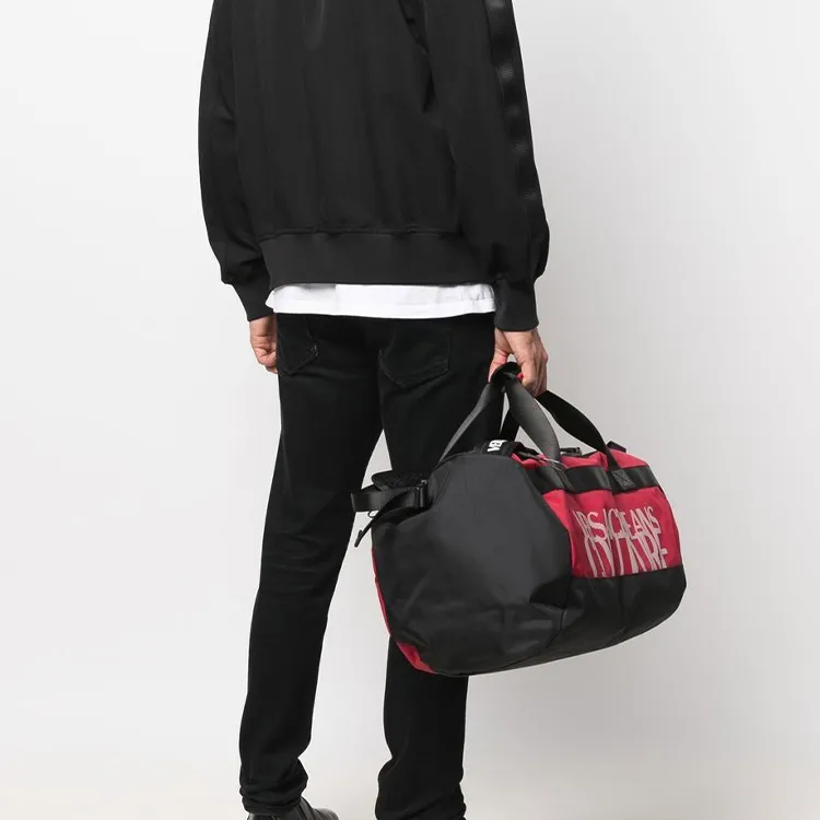 VERSACE JEANS COUTURE Fabric Handbag Shoulder Bag Crossbody Bag Travel Bag Men's Black Red Multicolor-3