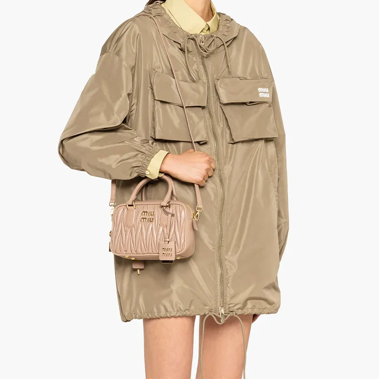 MIU MIU Arcadie Series Leather Shoulder Bag, Crossbody Bag, Handbag Trumpets Women's Camel-5