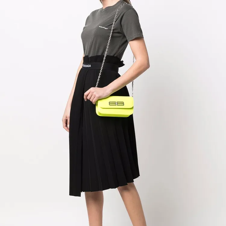 Balenciaga Gossip Calfskin Shoulder Bag Crossbody Bag Women's Neon Yellow-4