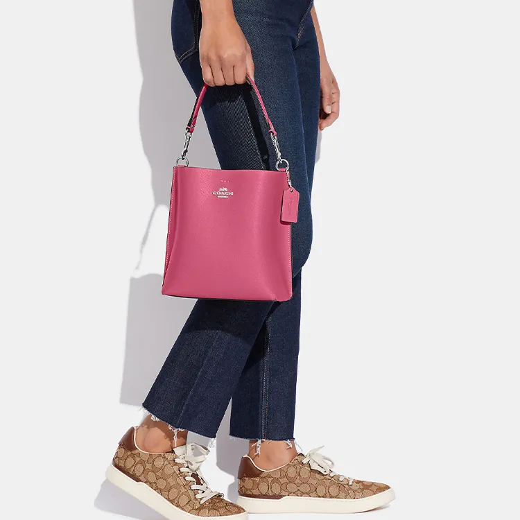 COACH Mollie Leather Tote Bag, Shopping Bag, Handbag, Shoulder Bag, Crossbody Bag Small Size Women's Light Red Purple-3