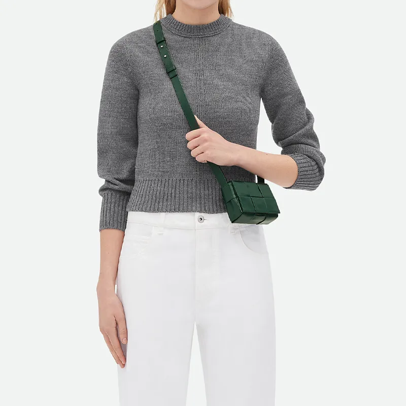 Bottega Veneta CASSETTE Cow Leather Small Block Small Square Bag Shoulder Bag Crossbody Bag Mini Men's Rain Tree Green-6