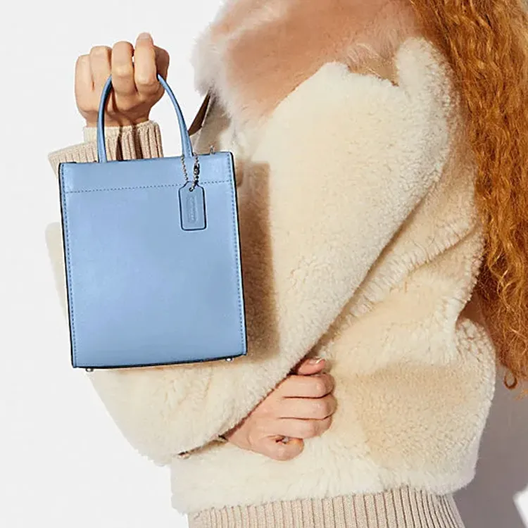 COACH Cashin Natural Cow Leather Tote Bag Shopping Bag Handbag Shoulder Bag Crossbody Bag Mini Women's Sky Blue-3