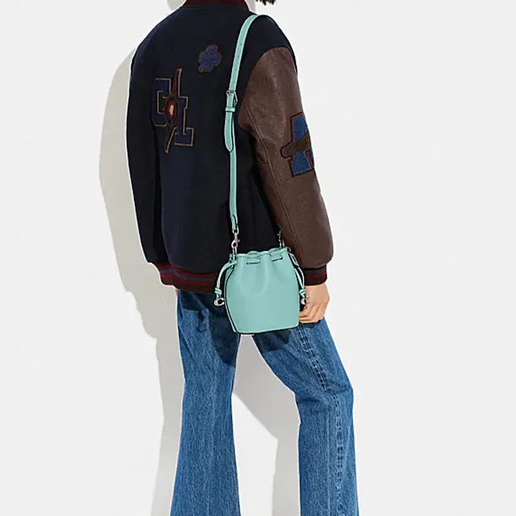 COACH Camila Cow Leather Bucket Bags Shoulder Bag Crossbody Bag Small Size Women's Cyan-3