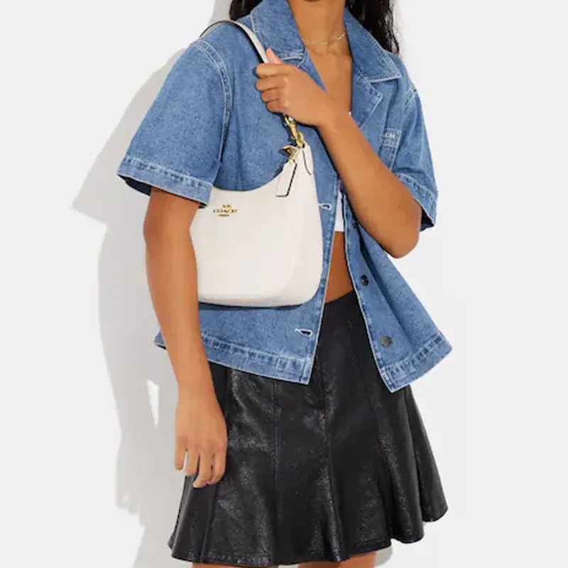 COACH Hobo Cow Leather Crescent Bag, Handbag, Shoulder Bag Women's White-4