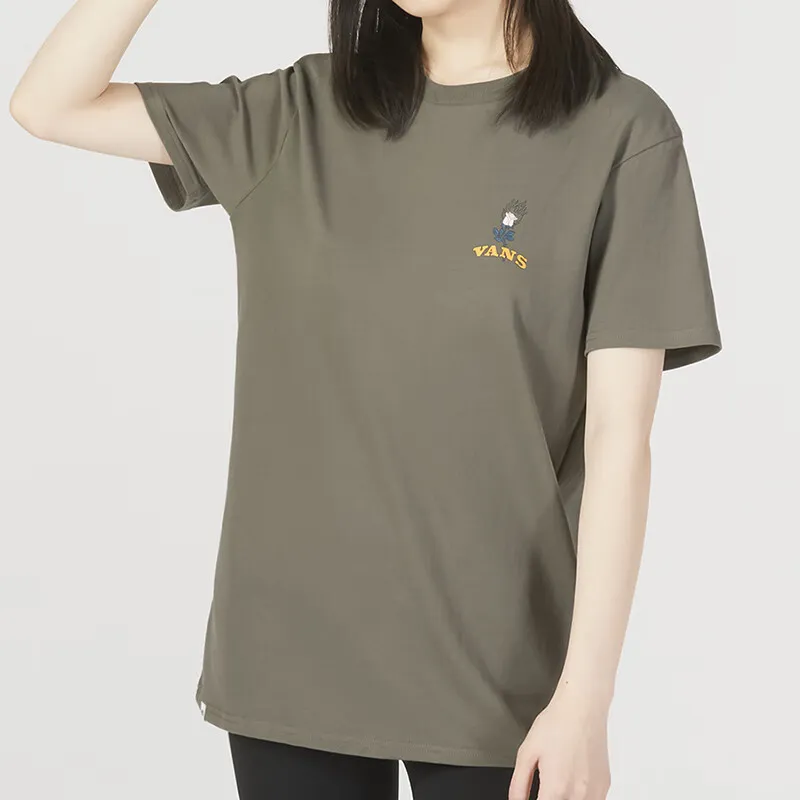 Vans Drop Shoulder Sleeve T Shirt Women's Dark Khaki-2
