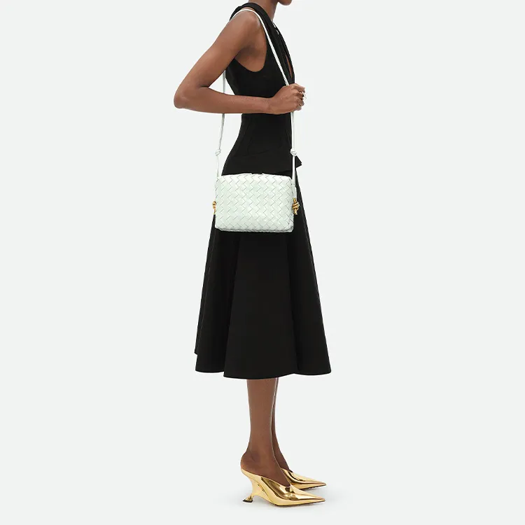 Bottega Veneta Calfskin Shoulder Bag, Crossbody Bag Trumpets Women's Light Green-4