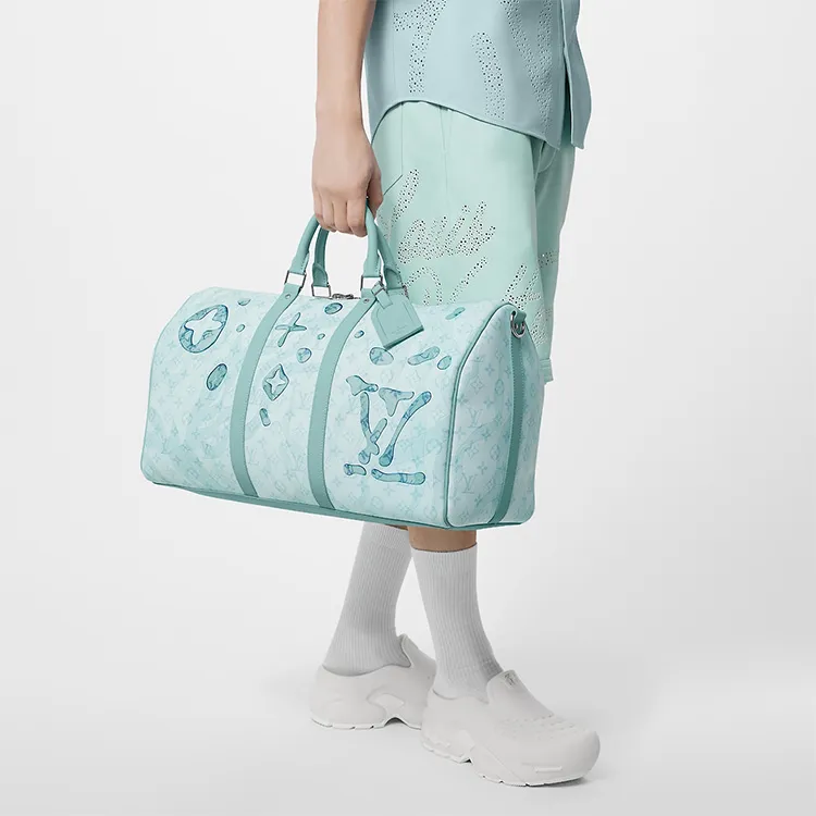LOUIS VUITTON Keepall Bandouliere 50 Crystal Blue-8