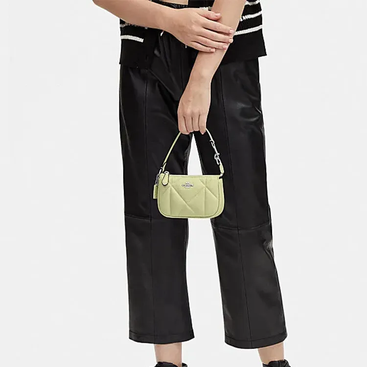 COACH Nolita Sheepskin, Cow Leather Clutch Handbag Mini Women's Light Lime-4