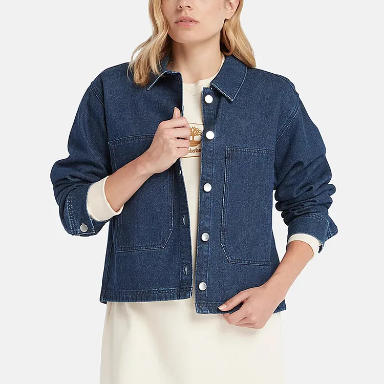Timberland Denim Jackets Women's Dark Blue-2