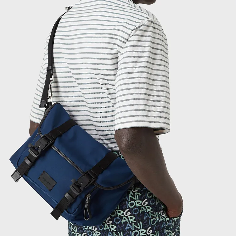GIORGIO ARMANI Polyester Messenger Bag Shoulder Bag Crossbody Bag Men's Blue-5