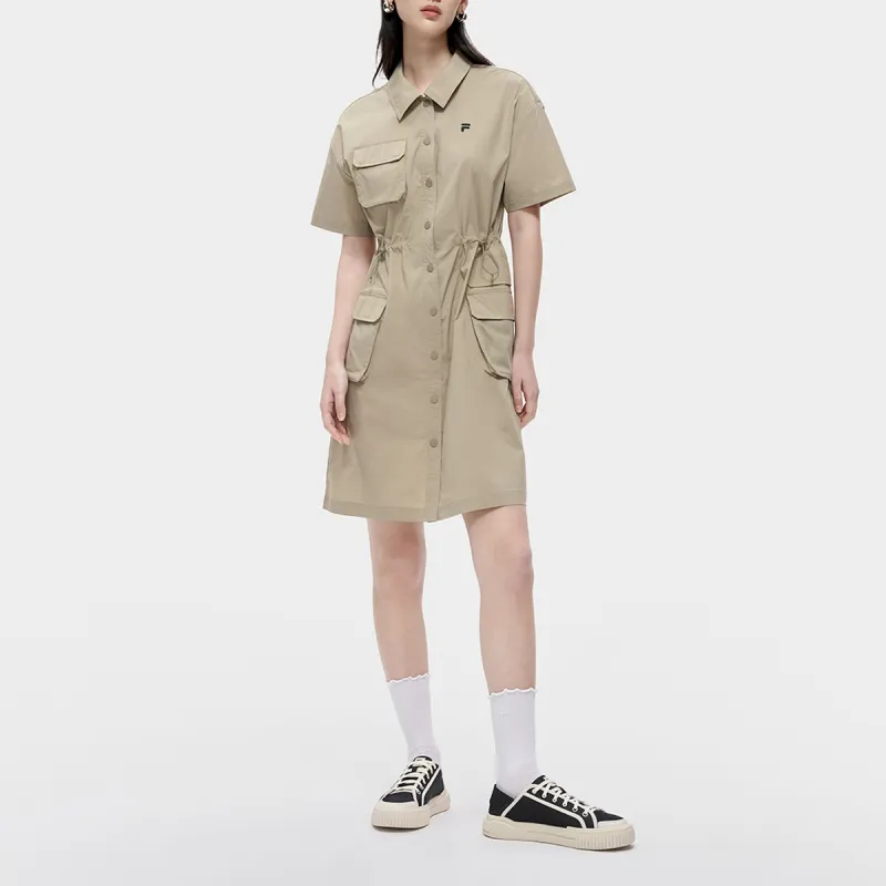 FILA FUSION Short Sleeved Dresses Women's Hazy Khaki-5