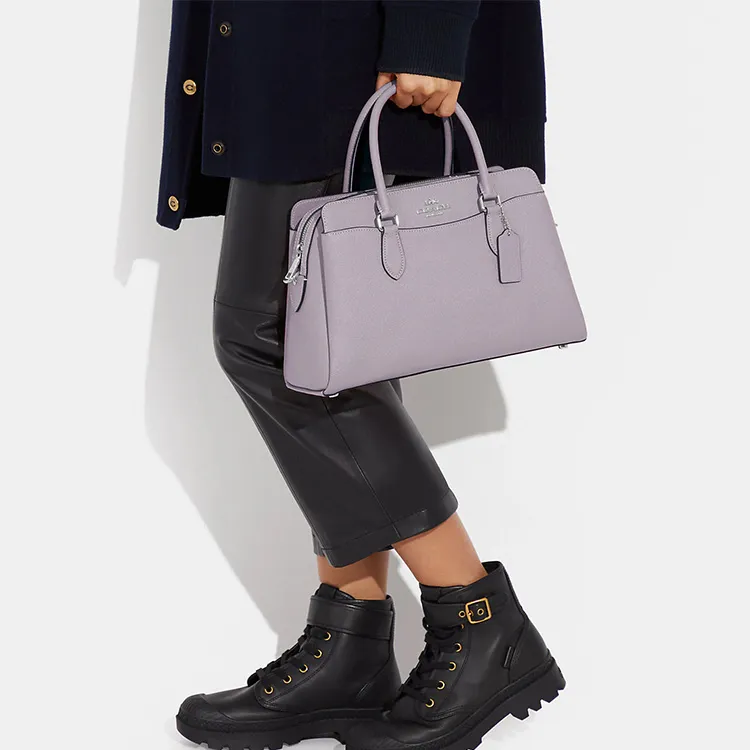 COACH Darcie Cross Grain Leather Kelly Bag, Shoulder Bag, Crossbody Bag, Handbag Large Size Women's Taro Purple-4