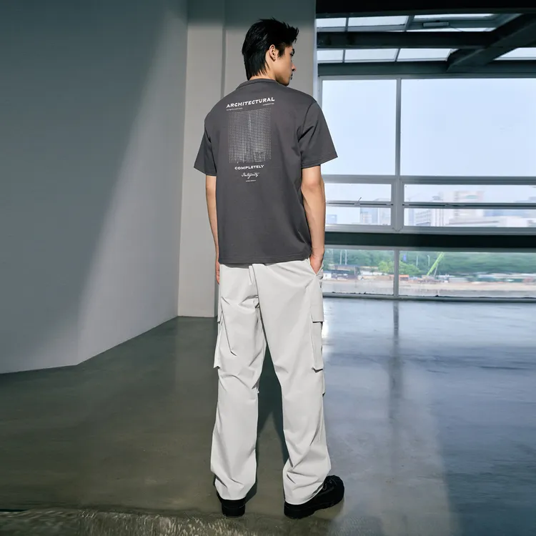 GXG Urban Aesthetics Of The Blockbuster Weaving Series T-Shirts Men Smoke Gray-3
