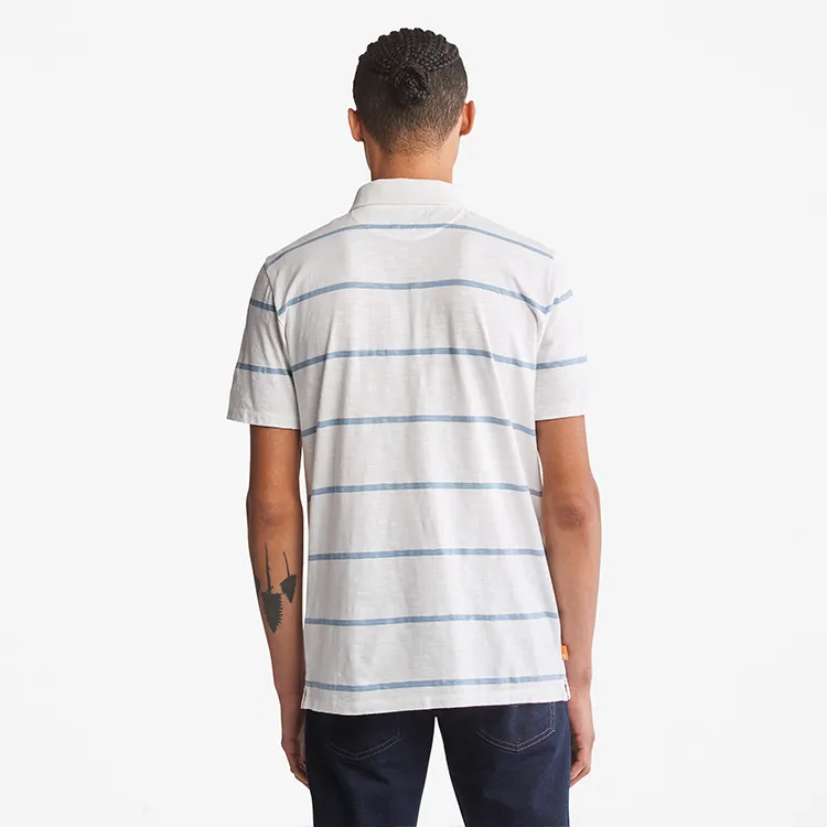 Timberland Men's Striped Pullover Short-Sleeve Polo Shirt White-3