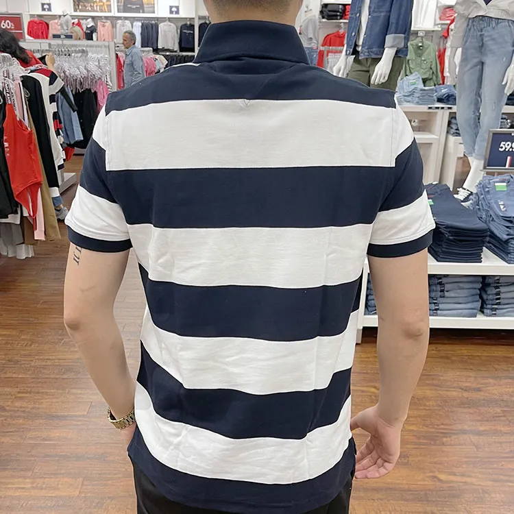 Tommy Hilfiger Polo Shirt Men's Navy Blue Stripes-2