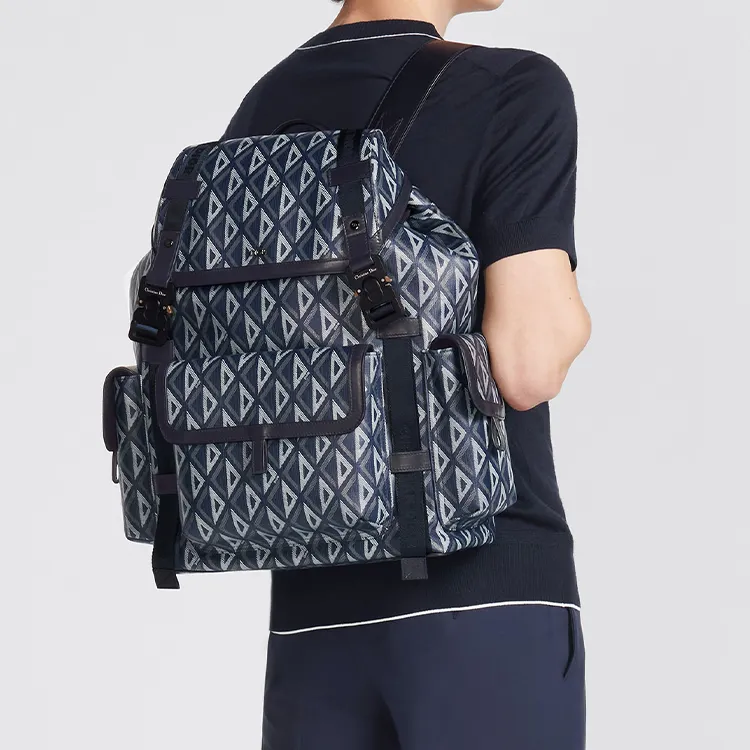 DIOR Canvas Backpack Large Size Men's Marine Blue-6