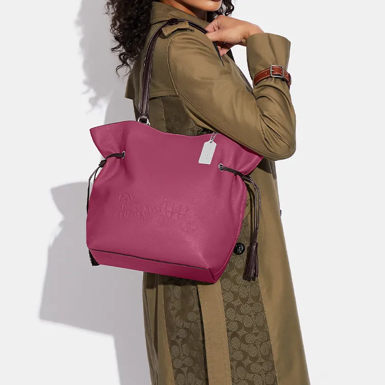 COACH Andy Pebbled Leather Tote Bag Shopping Bag Handbag Shoulder Bag Large Size Women's Light Raspberry-4